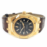 Audemars Piguet Royal Oak Black Dial 39mm Rose Gold With Brown Leather Watch Replica