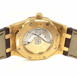 Audemars Piguet Royal Oak Black Dial 39mm Rose Gold With Brown Leather Watch Replica