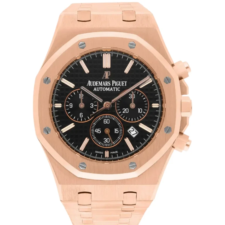 Audemars Piguet Royal Oak Chrono Rose Gold Black Mens Watch Replica