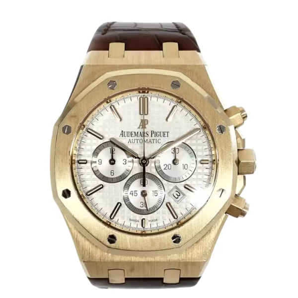 Audemars Piguet Royal Oak Chronograph 41mm Rose Gold with Silver Dial Replica