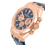 Audemars Piguet Royal Oak Chronograph Blue Dial Blue Leather Rose Gold Watch Replica