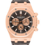 Audemars Piguet Royal Oak Chronograph Chocolate Dial Brown Leather Rose Gold Watch Replica