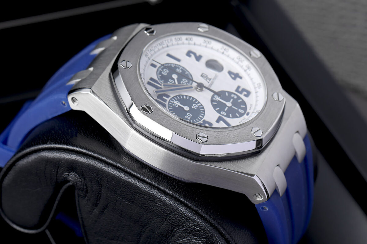 Audemars Piguet Royal Oak Chronograph Stainless Steel Watch Blue Rubber Strap Replica