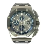 Audemars Piguet Royal Oak Chronograph Titanium with Black Leather Watch Grey Dial Replica