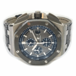 Audemars Piguet Royal Oak Chronograph Titanium with Black Leather Watch Grey Dial Replica