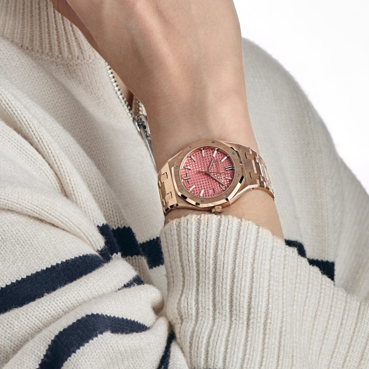 Audemars Piguet Royal Oak Ladies Rose Gold Pink Dial Replica