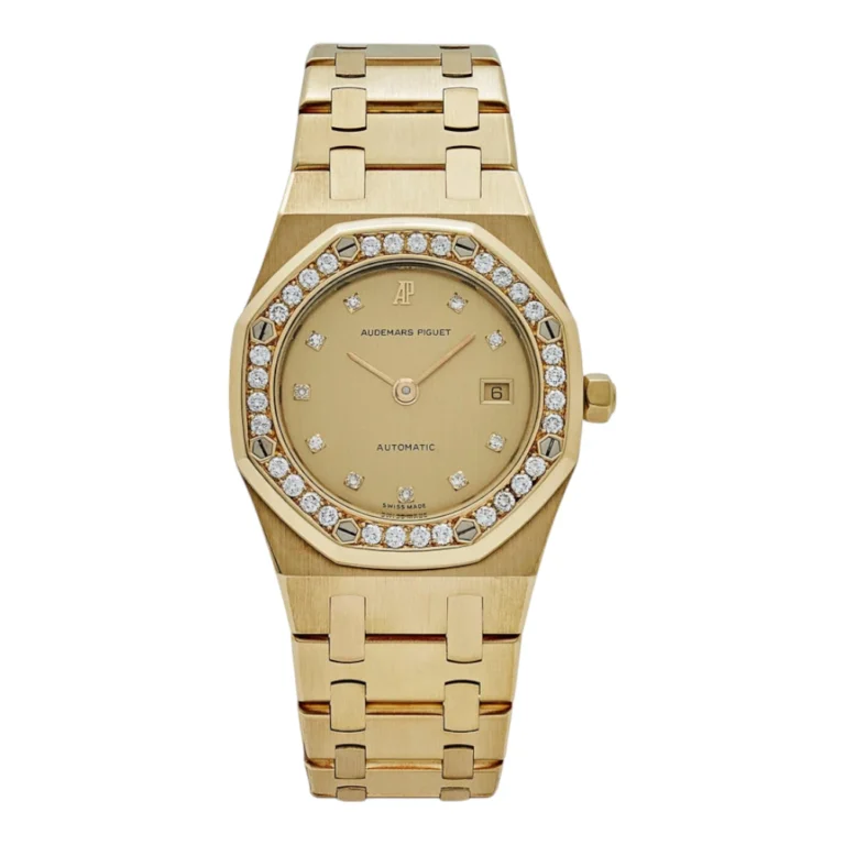Audemars Piguet Royal Oak Ladies Yellow Gold Champagne Diamond Bezel Diamond Dial Replica