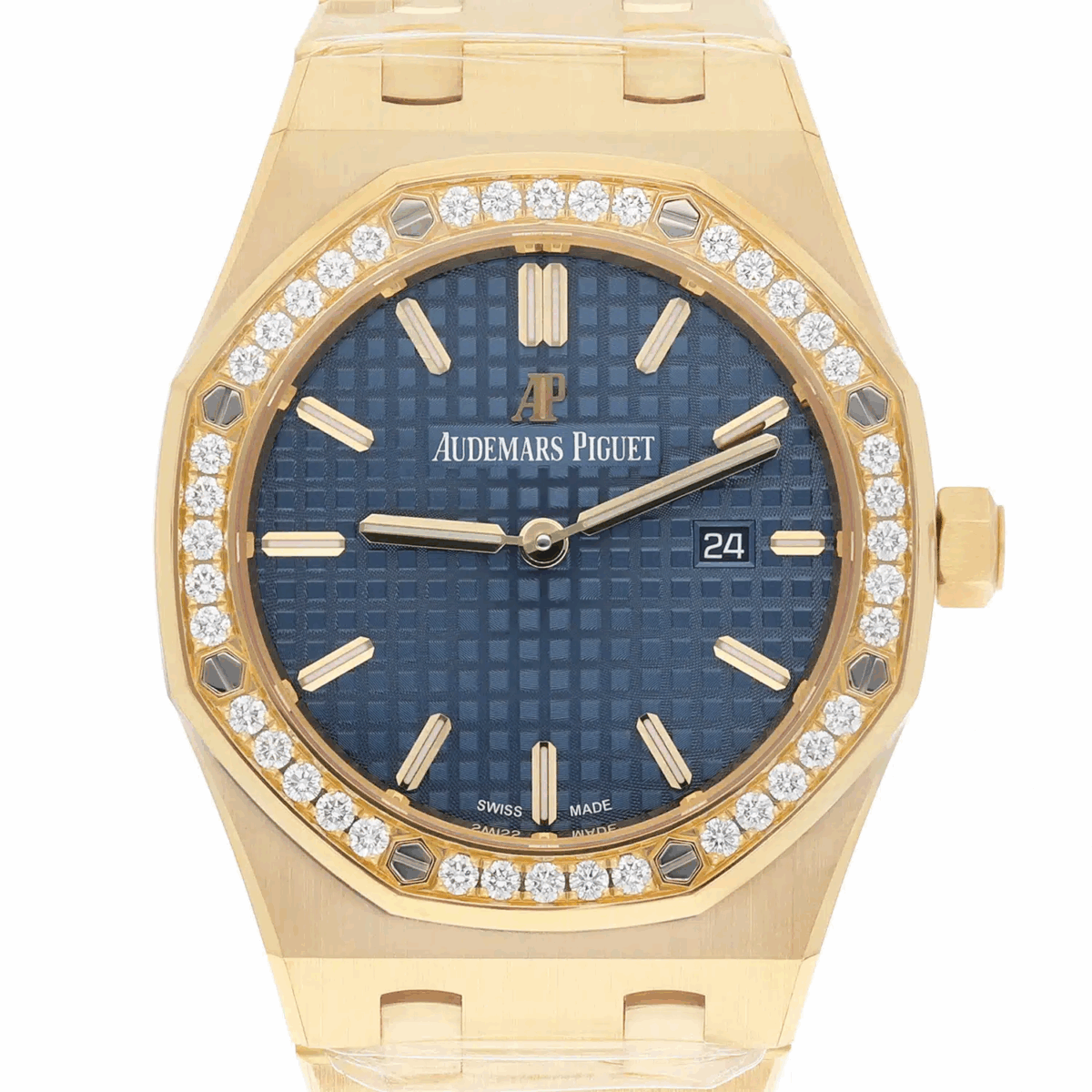 Audemars Piguet Royal Oak Lady 33 Blue Dial Yellow Gold Diamond Replica