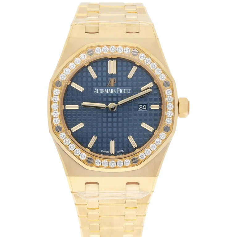 Audemars Piguet Royal Oak Lady 33 Blue Dial Yellow Gold Diamond Replica