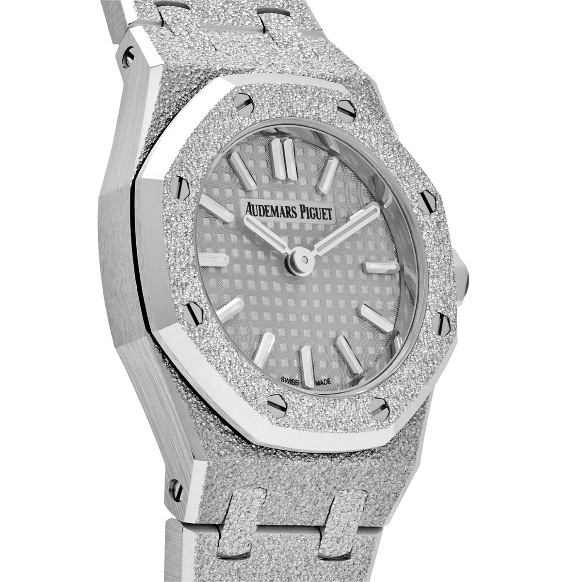 Audemars Piguet Royal Oak Mini Frosted White Gold Grey Dial Replica