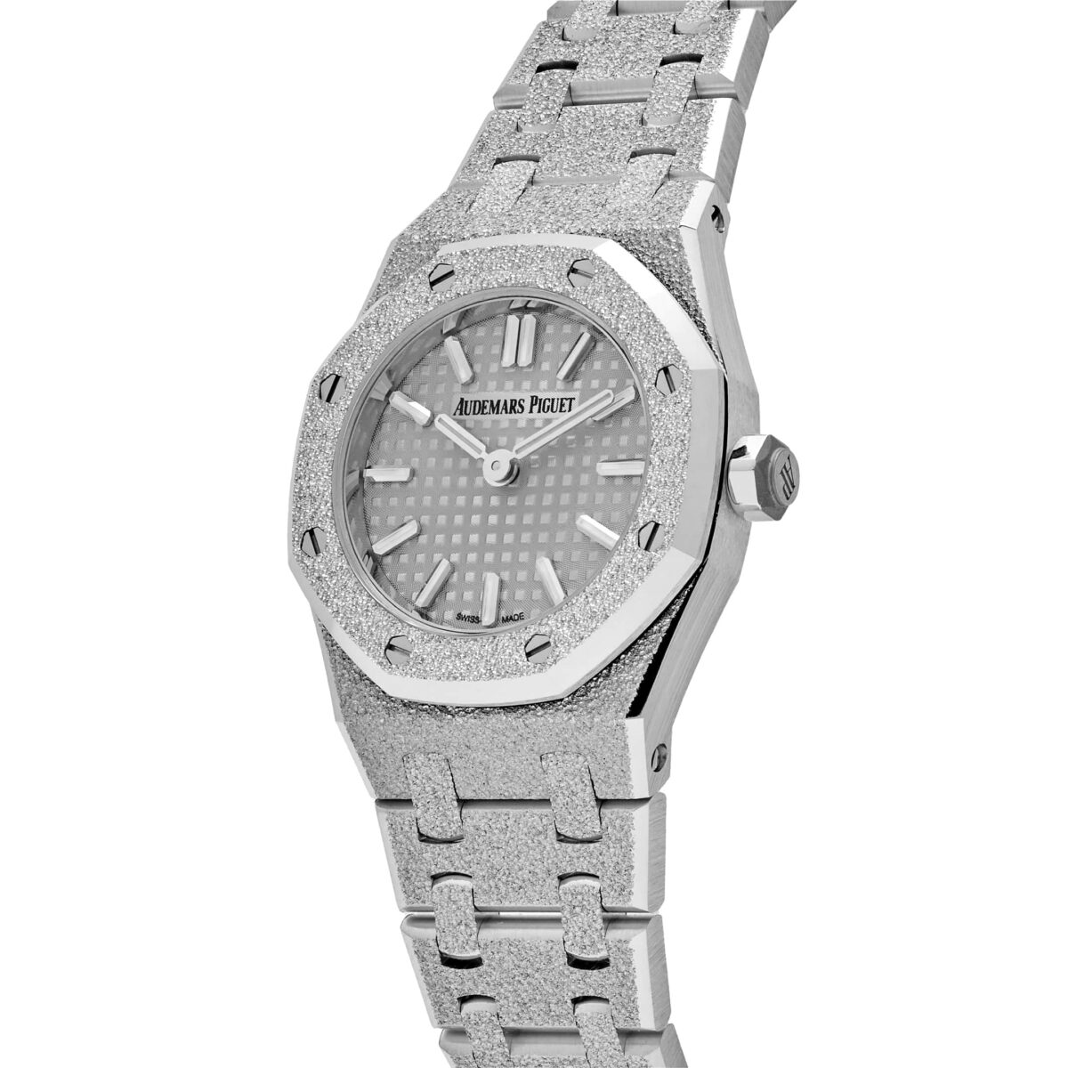 Audemars Piguet Royal Oak Mini Frosted White Gold Grey Dial Replica