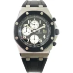 Audemars Piguet Royal Oak Offshore Chrono Stainless Steel with Black Rubber Watch Black Arabic Dial Replica