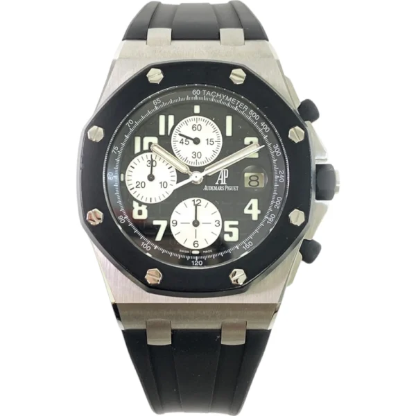Audemars Piguet Royal Oak Offshore Chrono Stainless Steel with Black Rubber Watch Black Arabic Dial Replica