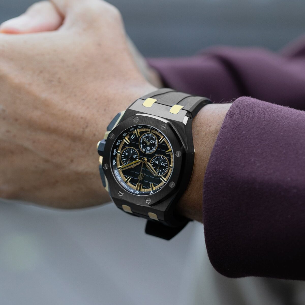 Audemars Piguet Royal Oak Offshore Chronograph Black Ceramic Yellow Gold Black Dial Replica