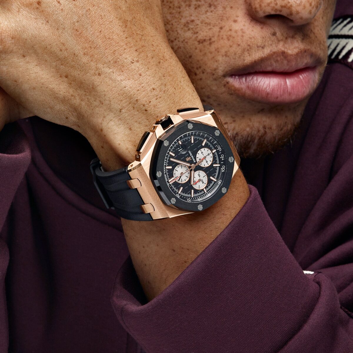 Audemars Piguet Royal Oak Offshore Chronograph Rose Gold Black Dial Replica