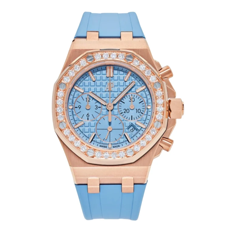 Audemars Piguet Royal Oak Offshore Chronograph Rose Gold Blue Dial Diamond Bezel Replica
