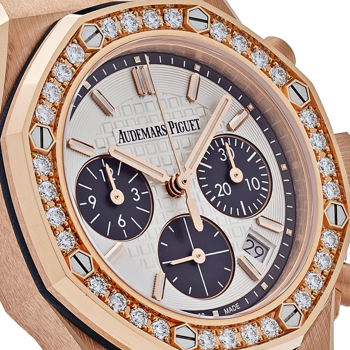 Audemars Piguet Royal Oak Offshore Ladies Rose Gold Diamond Bezel Silver Dial Replica
