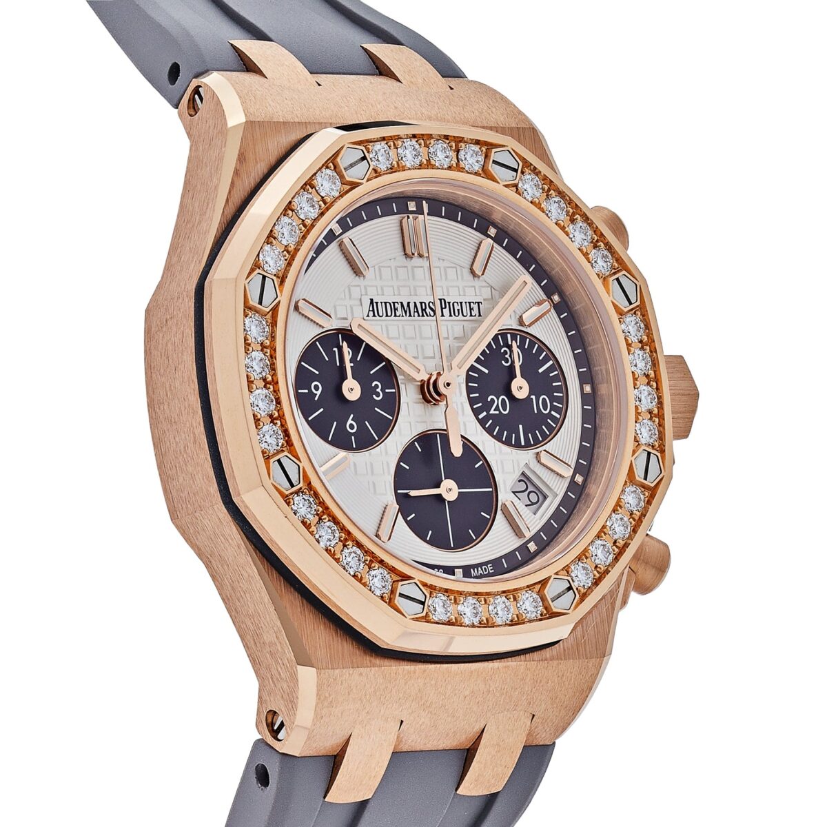 Audemars Piguet Royal Oak Offshore Ladies Rose Gold Diamond Bezel Silver Dial Replica
