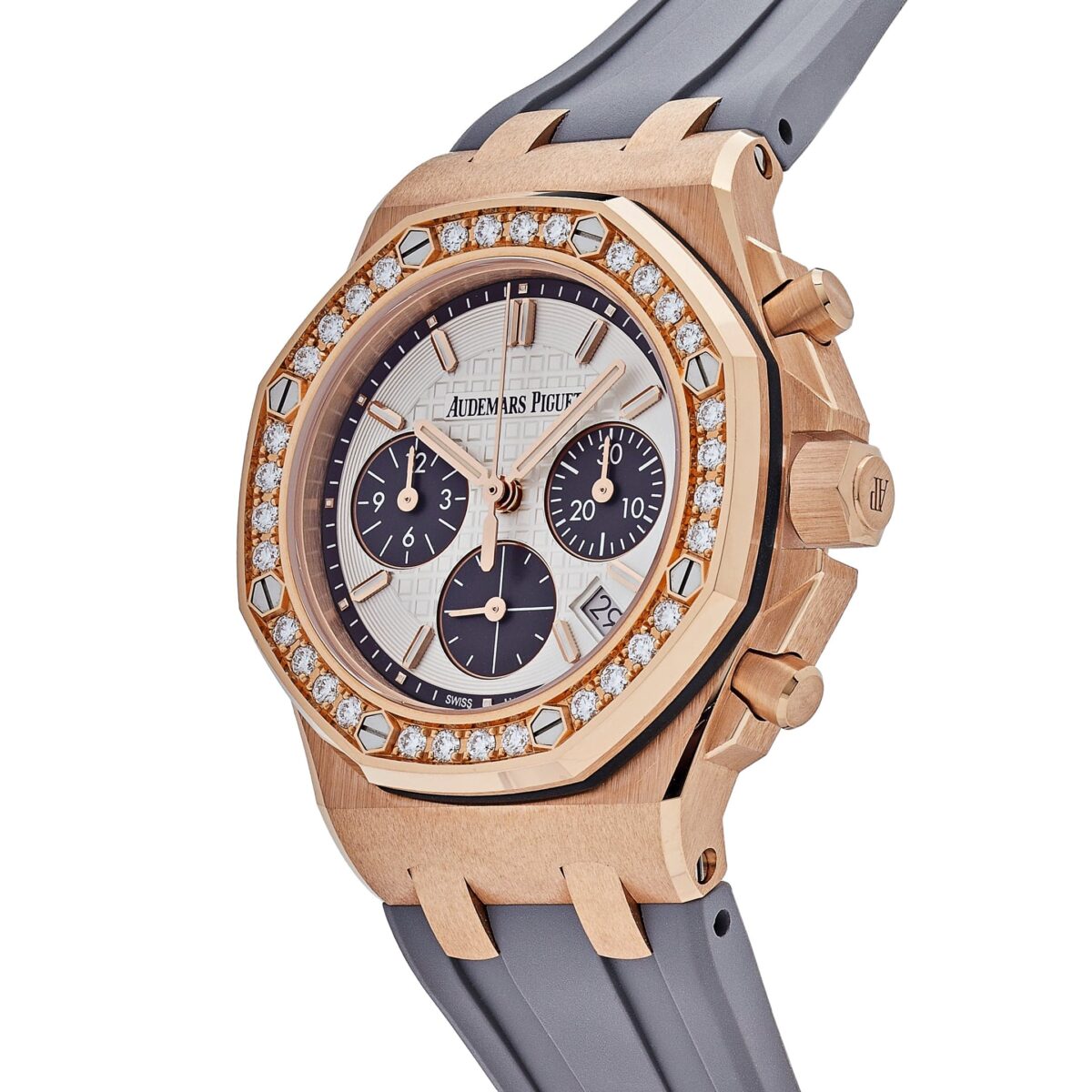 Audemars Piguet Royal Oak Offshore Ladies Rose Gold Diamond Bezel Silver Dial Replica