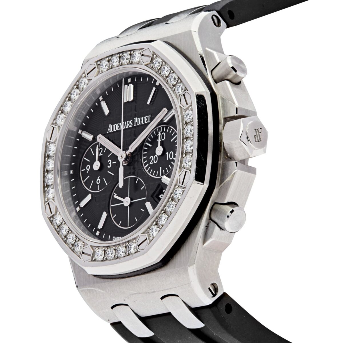 Audemars Piguet Royal Oak Offshore Lady Stainless Steel Black Dial Diamond Bezel Replica