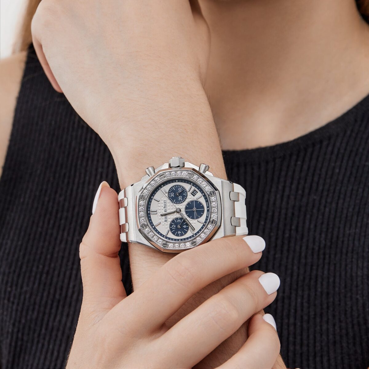 Audemars Piguet Royal Oak Offshore Stainless Steel Silver Dial Diamond Bezel Replica