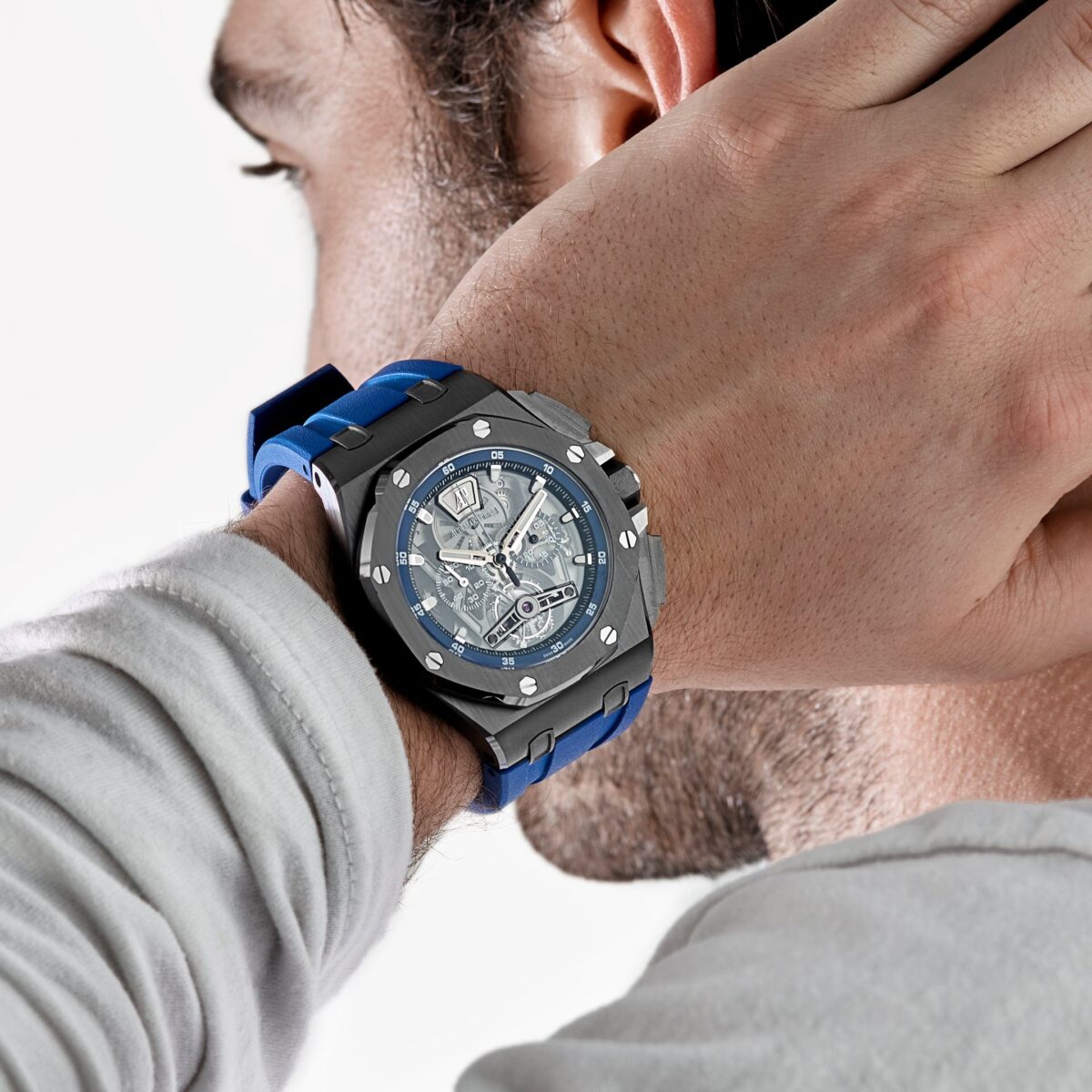 Audemars Piguet Royal Oak Offshore Tourbillon Chronograph Black Ceramic Open worked Dial Replica