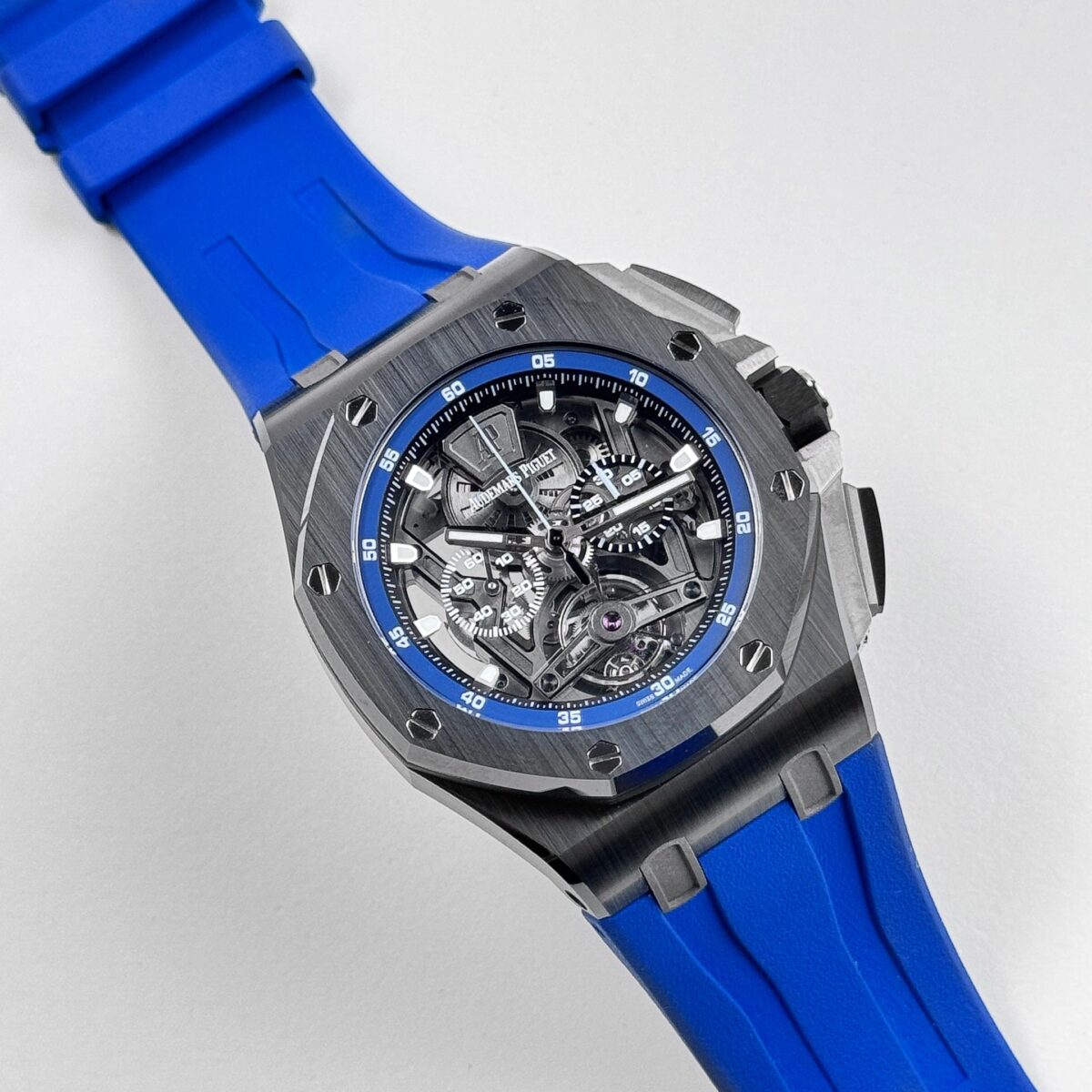 Audemars Piguet Royal Oak Offshore Tourbillon Chronograph Black Ceramic Open worked Dial Replica