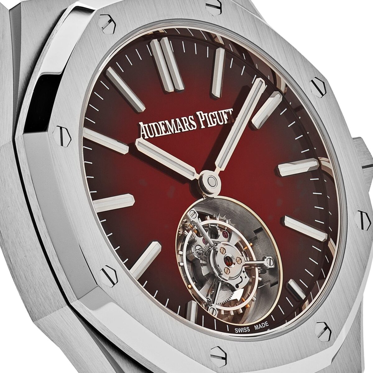Audemars Piguet Royal Oak Selfwinding Flying Tourbillon Red Burgundy Stainless Steel Replica