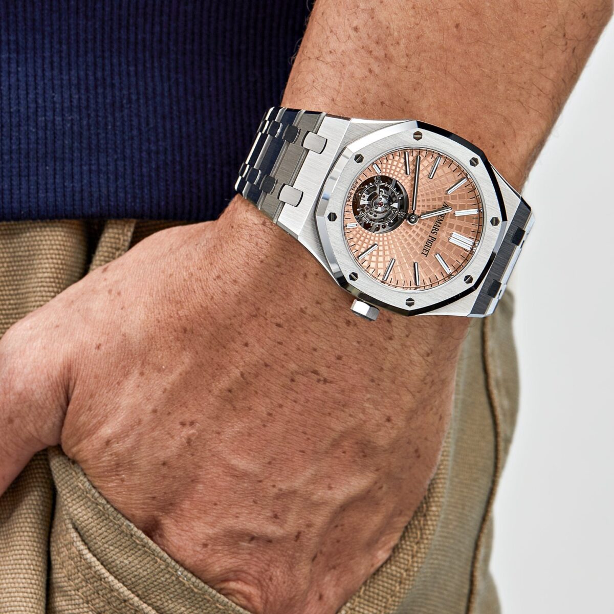 Audemars Piguet Royal Oak Selfwinding Flying Tourbillon Titanium Salmon Dial Limited Edition Replica