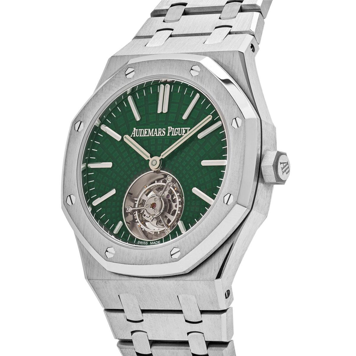 Audemars Piguet Royal Oak Selfwinding Flying Tourbillon Titanium White Gold Emerald Bezel Limited Edition Replica