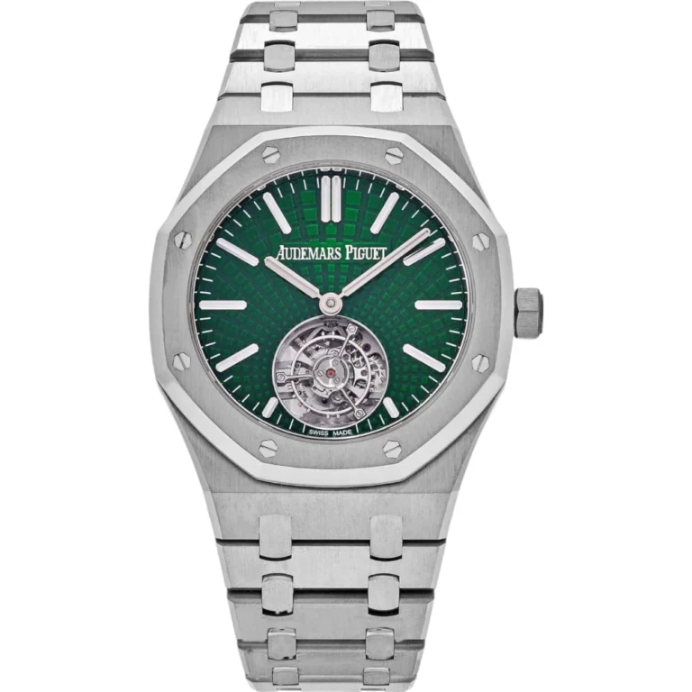 Audemars Piguet Royal Oak Selfwinding Flying Tourbillon Titanium White Gold Emerald Bezel Limited Edition Replica