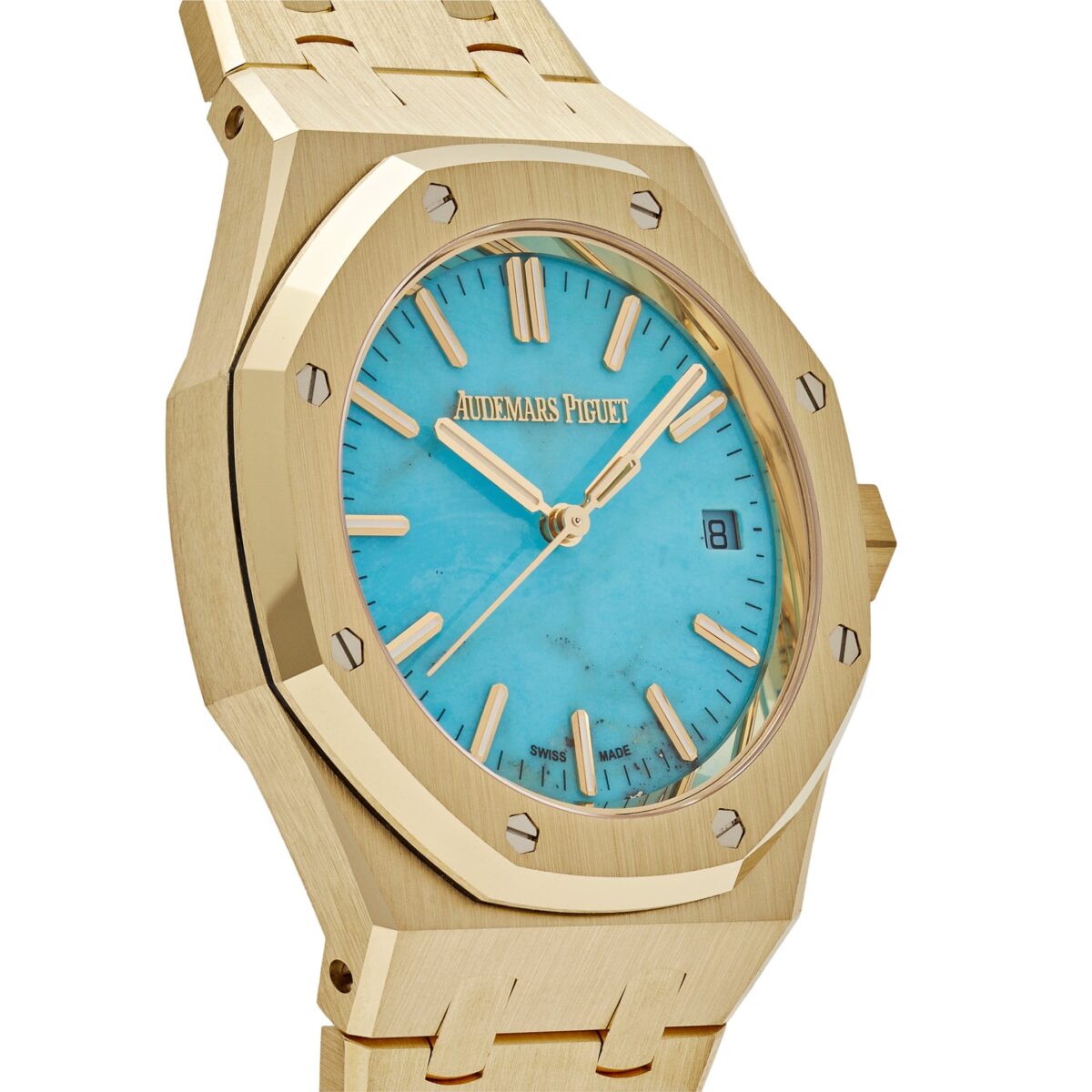 Audemars Piguet Royal Oak Selfwinding Yellow Gold Blue Turquoise Dial Replica