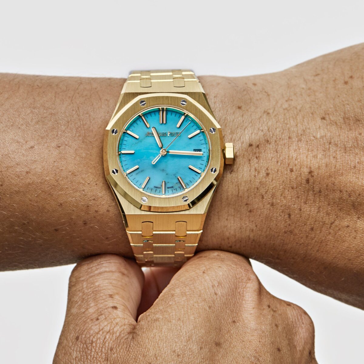 Audemars Piguet Royal Oak Selfwinding Yellow Gold Blue Turquoise Dial Replica