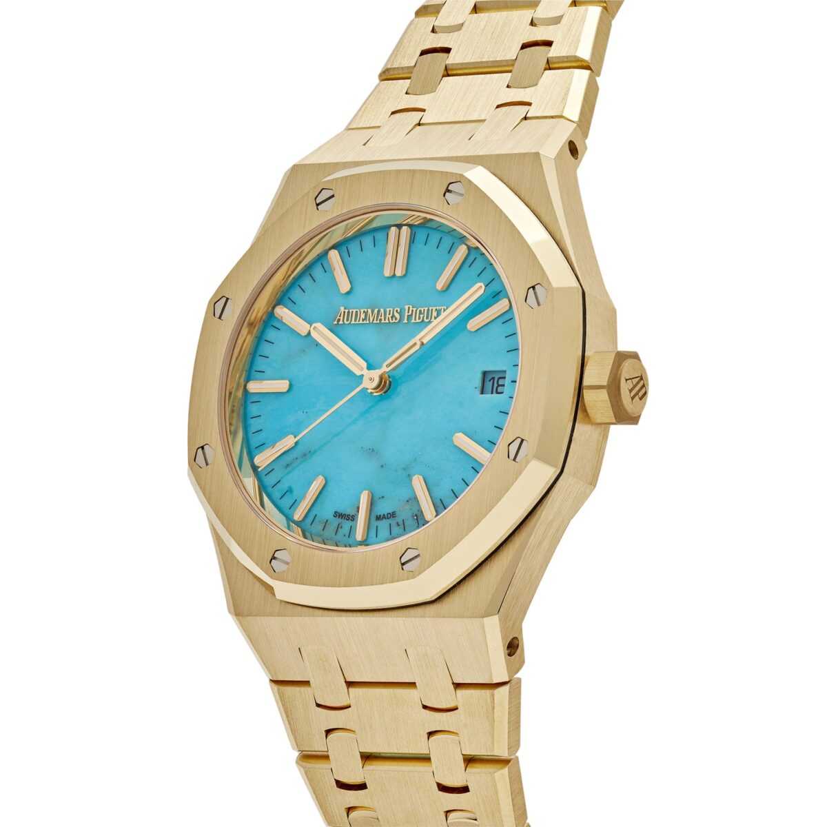 Audemars Piguet Royal Oak Selfwinding Yellow Gold Blue Turquoise Dial Replica