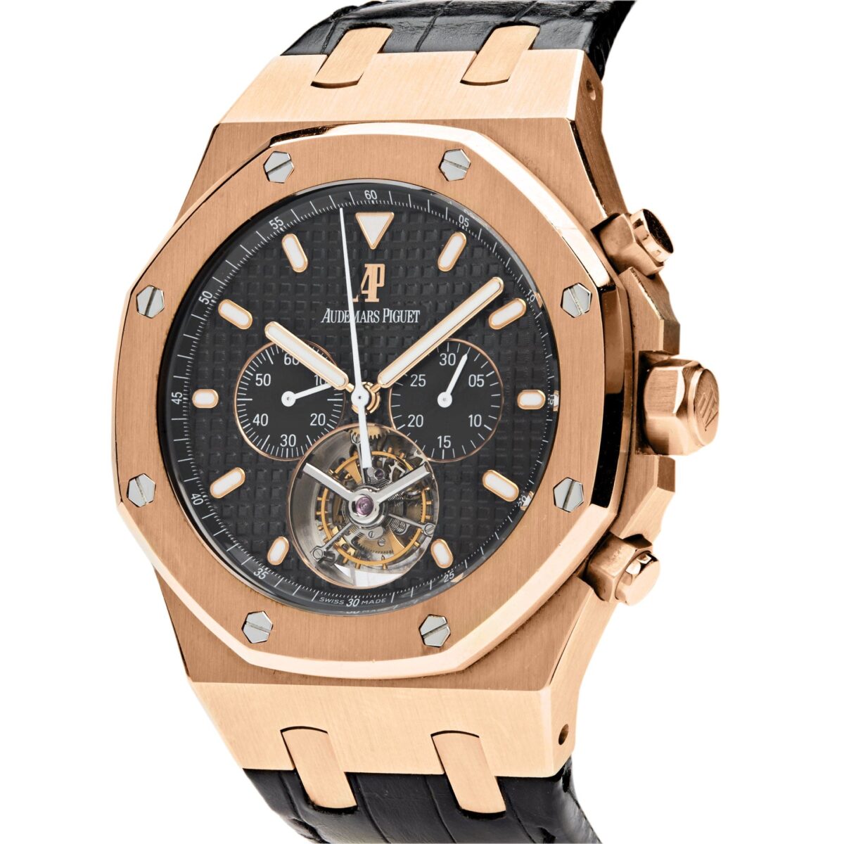 Audemars Piguet Royal Oak Tourbillon Chronograph Rose Gold Black Dial Replica