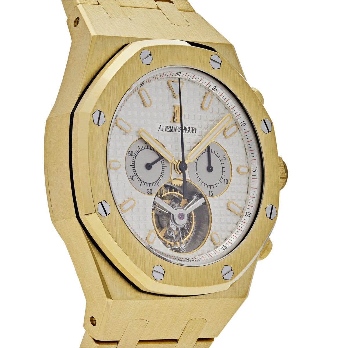 Audemars Piguet Royal Oak Tourbillon Chronograph Yellow Gold Silver Dial Replica