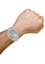 Diamond Iced Out Rolex Datejust 25 Carats Of Diamonds Abalone Mother Of Pearl Dial Two Tone Oyster Band Replica