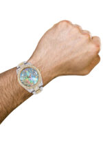 Diamond Iced Out Rolex Datejust 25 Carats Of Diamonds Abalone Mother Of Pearl Dial Two Tone Two Row Oyster Band Replica