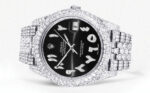 Diamond Iced Out Rolex Datejust 25 Carats Of Diamonds Custom Black Arabic Numeral Diamond Dial Two Row Jubilee Band Replica