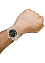 Diamond Iced Out Rolex Datejust 25 Carats Of Diamonds Custom Black Arabic Numeral Diamond Dial Replica