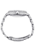 Diamond Iced Out Rolex Datejust 25 Carats Of Diamonds Custom Black Roman Numeral Diamond Dial Two Row Oyster Band Replica