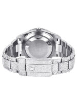 Diamond Iced Out Rolex Datejust 25 Carats Of Diamonds Custom Black Roman Numeral Diamond Dial Two Row Oyster Band Replica