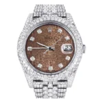 Diamond Iced Out Rolex Datejust 25 Carats Of Diamonds Custom Chocolate Jubilee Diamond Dial Two Row Jubilee Band Replica