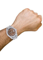 Diamond Iced Out Rolex Datejust 25 Carats Of Diamonds Custom Chocolate Jubilee Diamond Dial Two Row Jubilee Band Replica