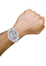 Diamond Iced Out Rolex Datejust 25 Carats Of Diamonds Custom Color Roman Dial Two Row Oyster Band Replica