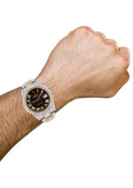 Diamond Iced Out Rolex Datejust 25 Carats Of Diamonds Custom Dark Brown Roman Numeral Diamond Dial Replica
