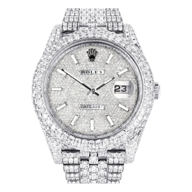 Diamond Iced Out Rolex Datejust 25 Carats Of Diamonds Custom Diamond Dial Two Row Jubilee Band Replica
