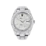 Diamond Iced Out Rolex Datejust 25 Carats Of Diamonds Custom Diamond Dial Two Row Oyster Band Replica