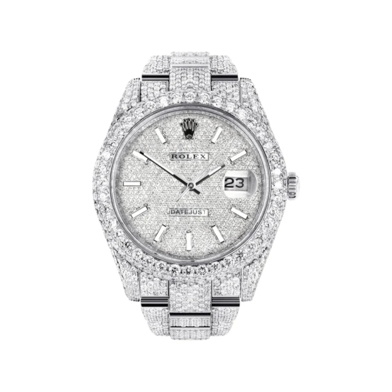 Diamond Iced Out Rolex Datejust 25 Carats Of Diamonds Custom Diamond Dial Two Row Oyster Band Replica