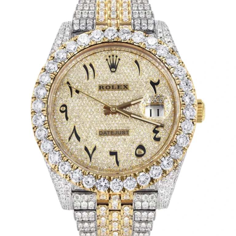 Diamond Iced Out Rolex Datejust 25 Carats Of Diamonds Custom Full Diamond Arabic Numeral Diamond Dial Replica
